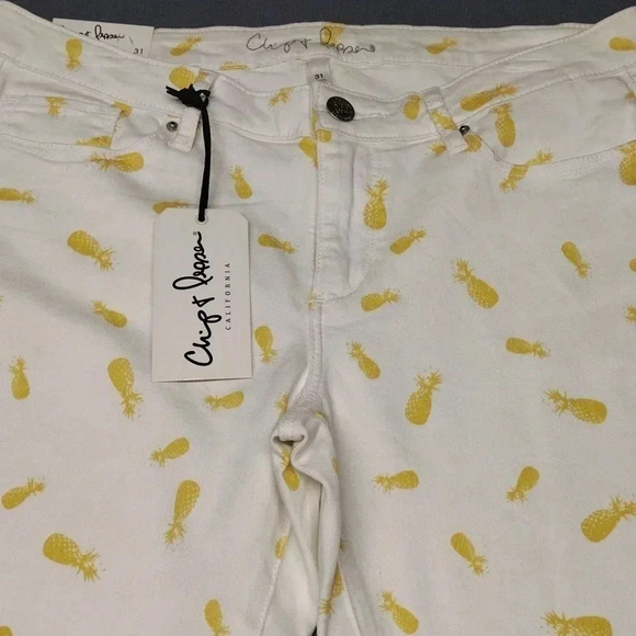 Chip & Pepper Syd Skinny Ankle Pineapple Print Pants Size 31 - Picture 4 of 16